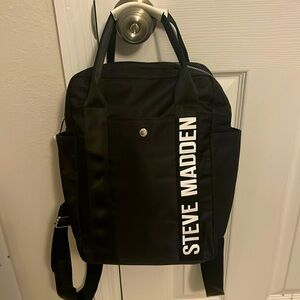 Steve Madden Black and White backpack purse-brand new -never used